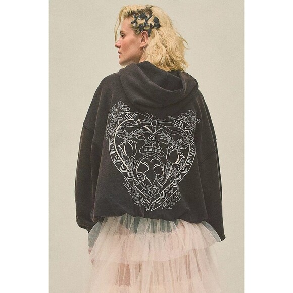 Free People We The Free Spirit Bubble Hoodie Sweatshirt Top Graphic M NWT 282904 - Picture 4 of 12